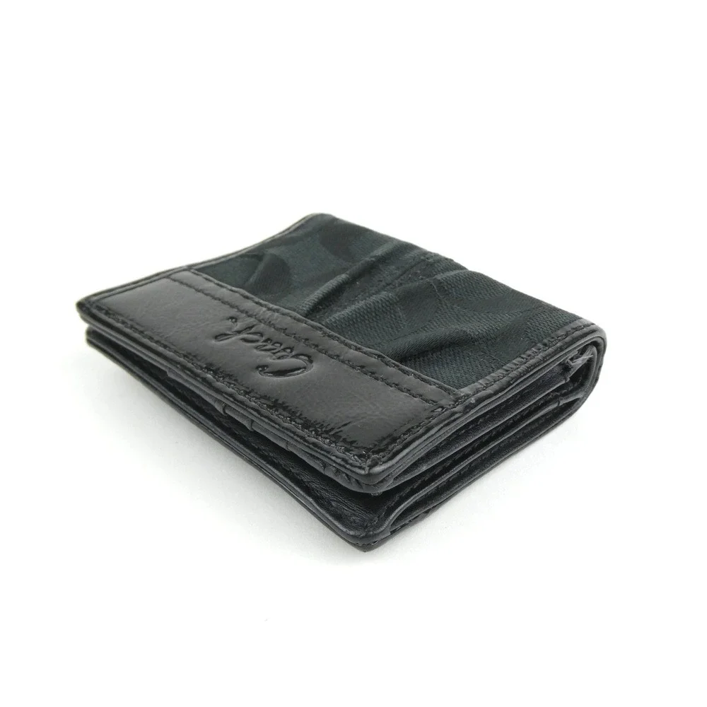 Coach Signature Black Small Bifold Snap Wallet - Picture 3 of 12